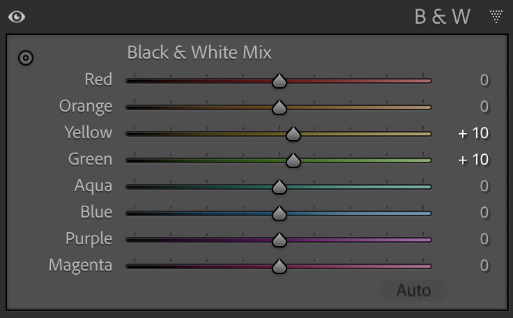 Adobe Photoshop Lightroom Classic Black And White Mix Panel