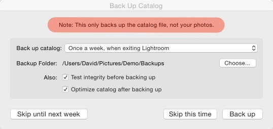 Lightroom Catalog Backup