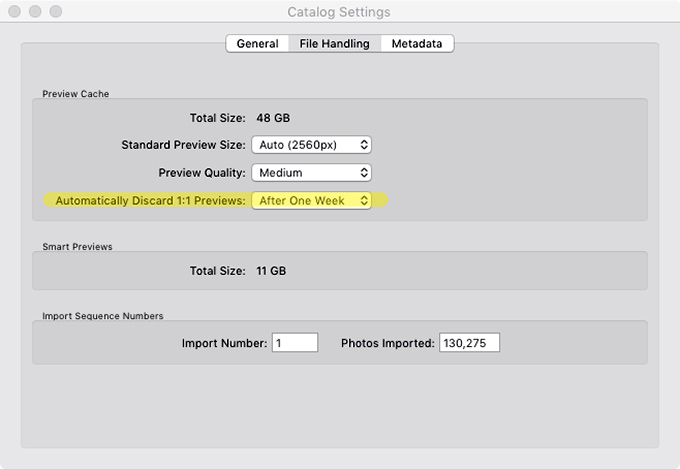 Adobe Photoshop Lightroom Classic Catalog Settings File Handling Tab