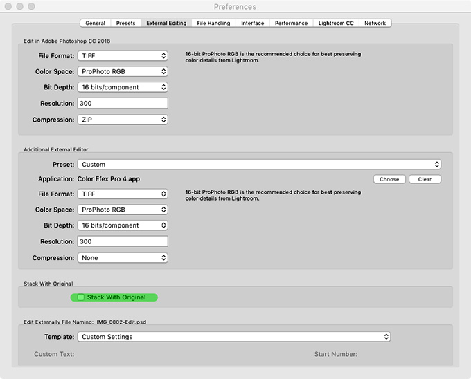 Adobe Photoshop Lightroom Classic Preferences External Editing Tab