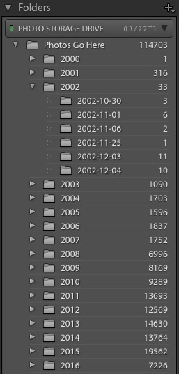 Adobe Photoshop Lightroom Folders Panel