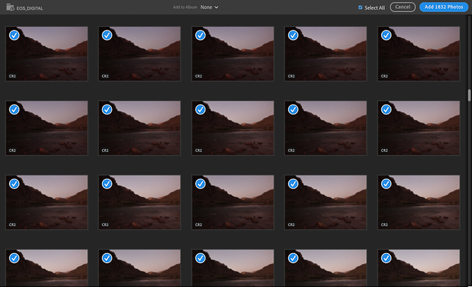 Adobe Lightroom Import Dialog