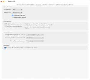 Lightroom Classic Import DNG Creation Preferences